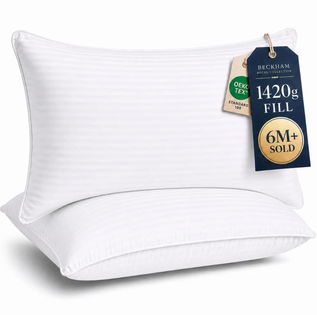 Beckham Hotel Collection Bed Pillows for Sleeping - Soft, Gel Cooling Pillow for Back, Stomach or Side Sleepers - Machine Washable, Luxury Hotel Pillows - King Size Pillows 2 Pack, White