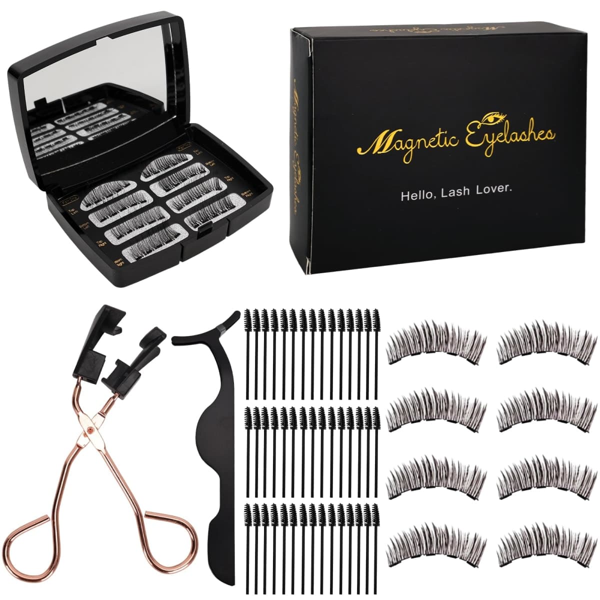 Magnetic Eyelashes with Applicator Natural Look Magnetic Lashes with Applicator Wispy False Eyelashes with Magnets No Need Glue Lashes by Lanflower