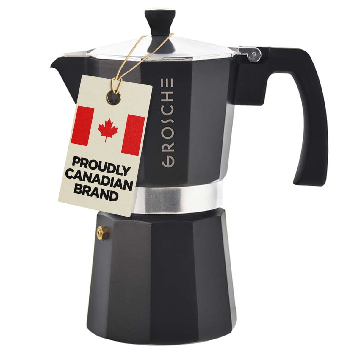 GROSCHE Milano Stovetop Espresso Maker Moka Pot 9 espresso Cup 15.2oz Black