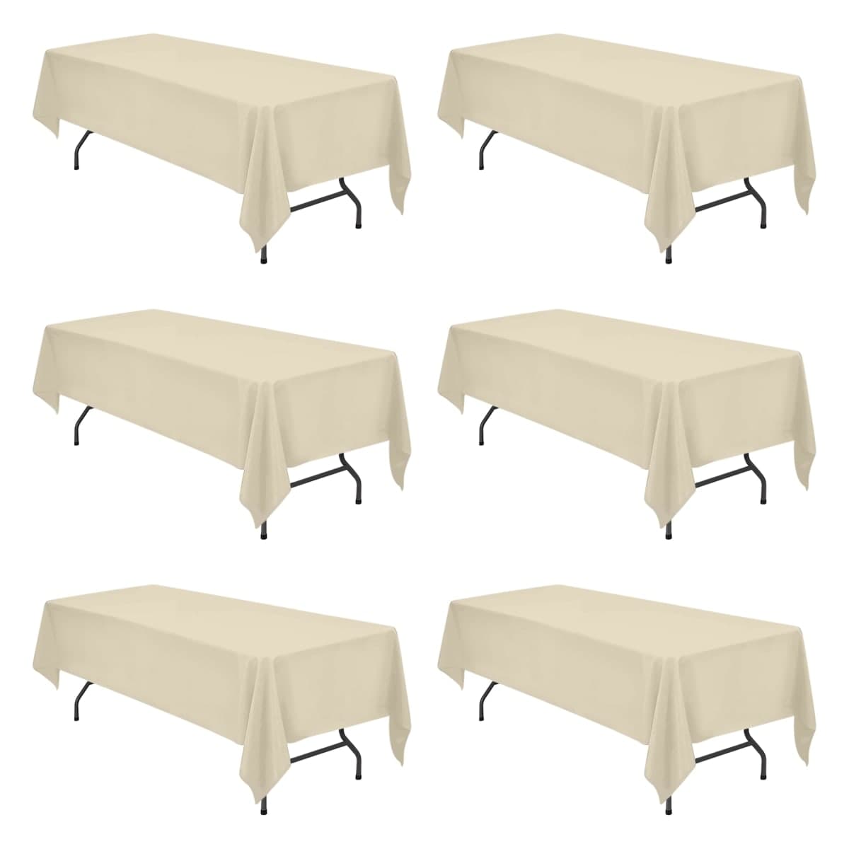 BRILLMAX 6 Pack Beige Tablecloths 60x126 Inch for 8ft Rectangle Tables