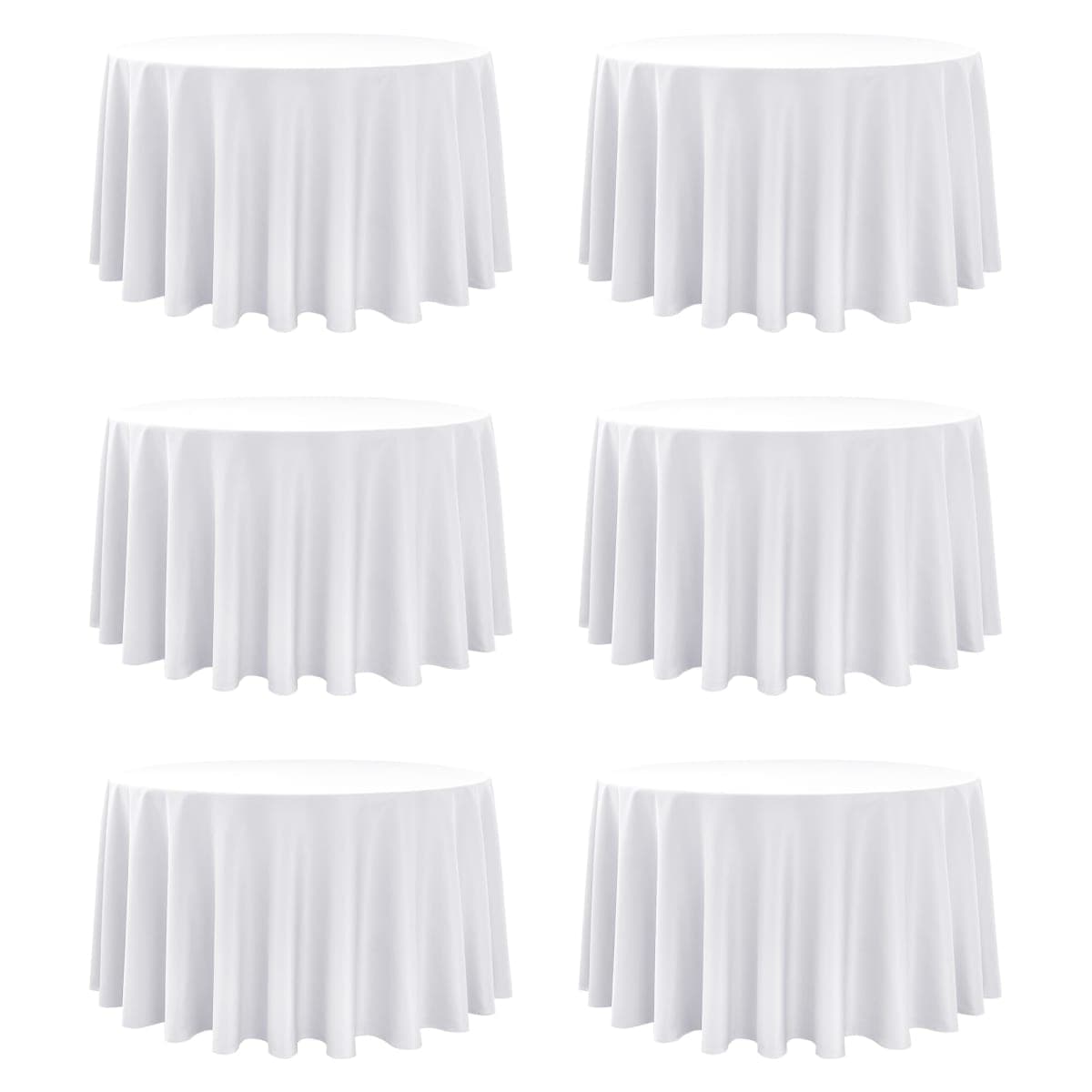 Dailyset 6-Pack White Round Tablecloths, 120 Inches, Stain-Resistant Polyester for 5-6 Ft Round Tables - Washable Table Covers for Weddings, Banquets, Birthday, Parties, Events
