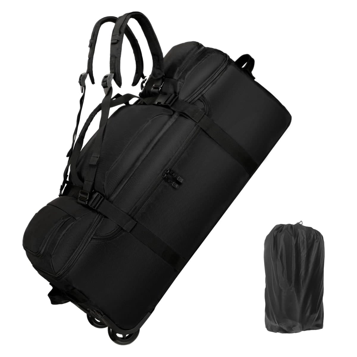 Jahomieo Rolling Duffle Bag with Wheels, 90L 32-inch Large Foldable Travel Duffel Bags Durable Tear-resistant Heavy-duty Luggage Bag, Black, Large, Rolling Duffle Bag With Wheels