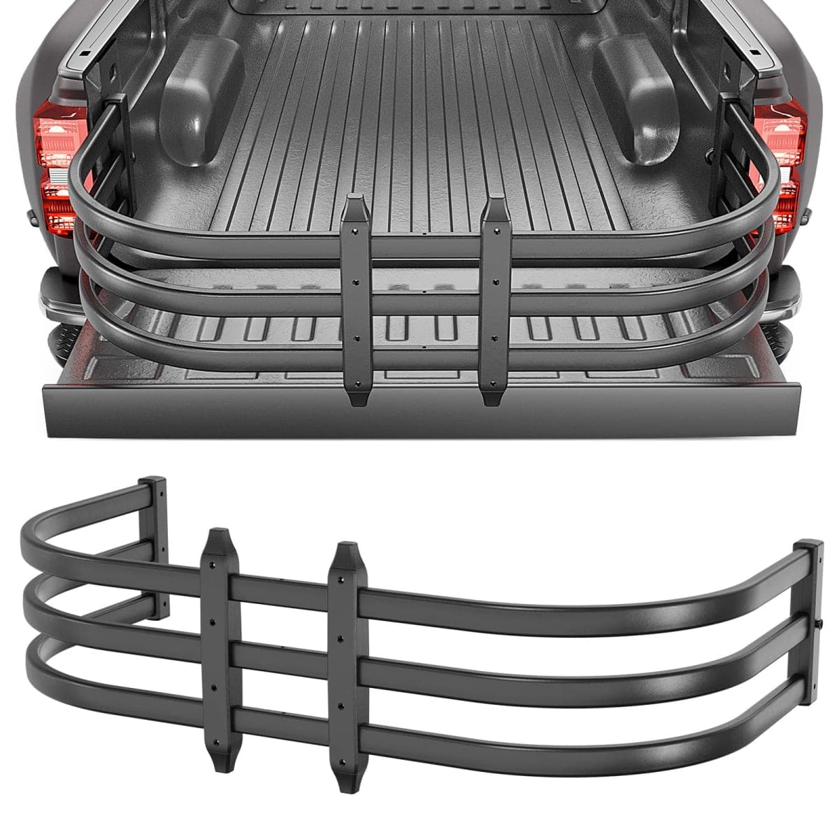 SOENBOO Truck Bed Extender, Aluminum Retractable Tailgate Extender, 55"-68" Adjustable Length, Drill Required, Fits for Tacoma, Gladiator, Frontier, Colorado/Canyon, Ranger, Ridgeline