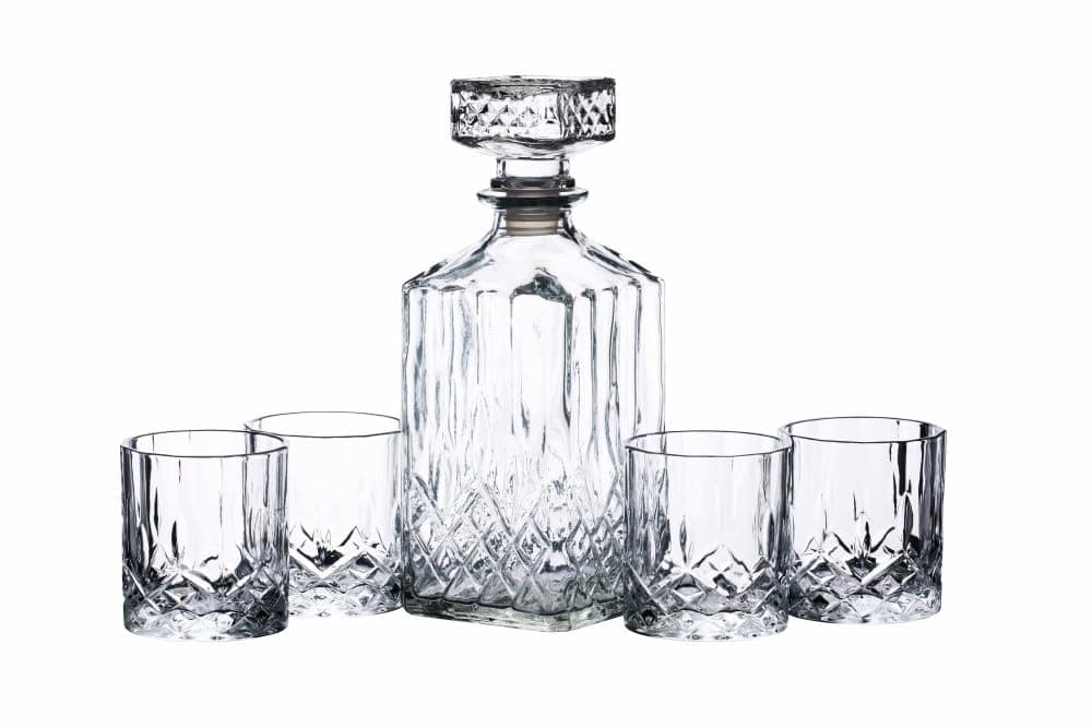 Kitchen Craft BarCraft Cut-Glass Whisky Decanter and Tumbler Gift Set (5 Pieces)