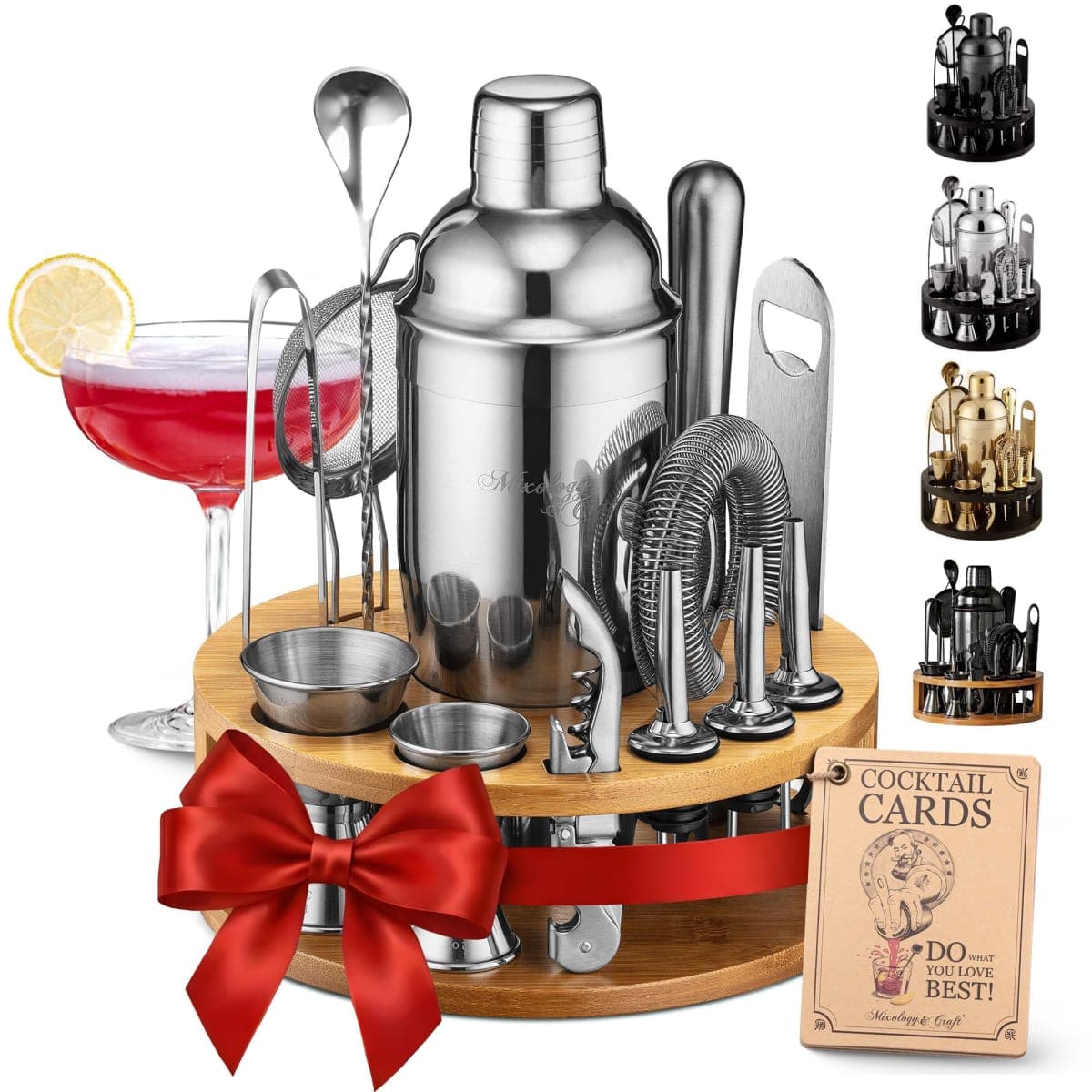 Mixology & Craft Bartender Kit - 15 Piece Set Including Cocktail Shaker and Bar Accessories, Perfect for Drink Mixing at Home, Plus Exclusive Recipe Cards