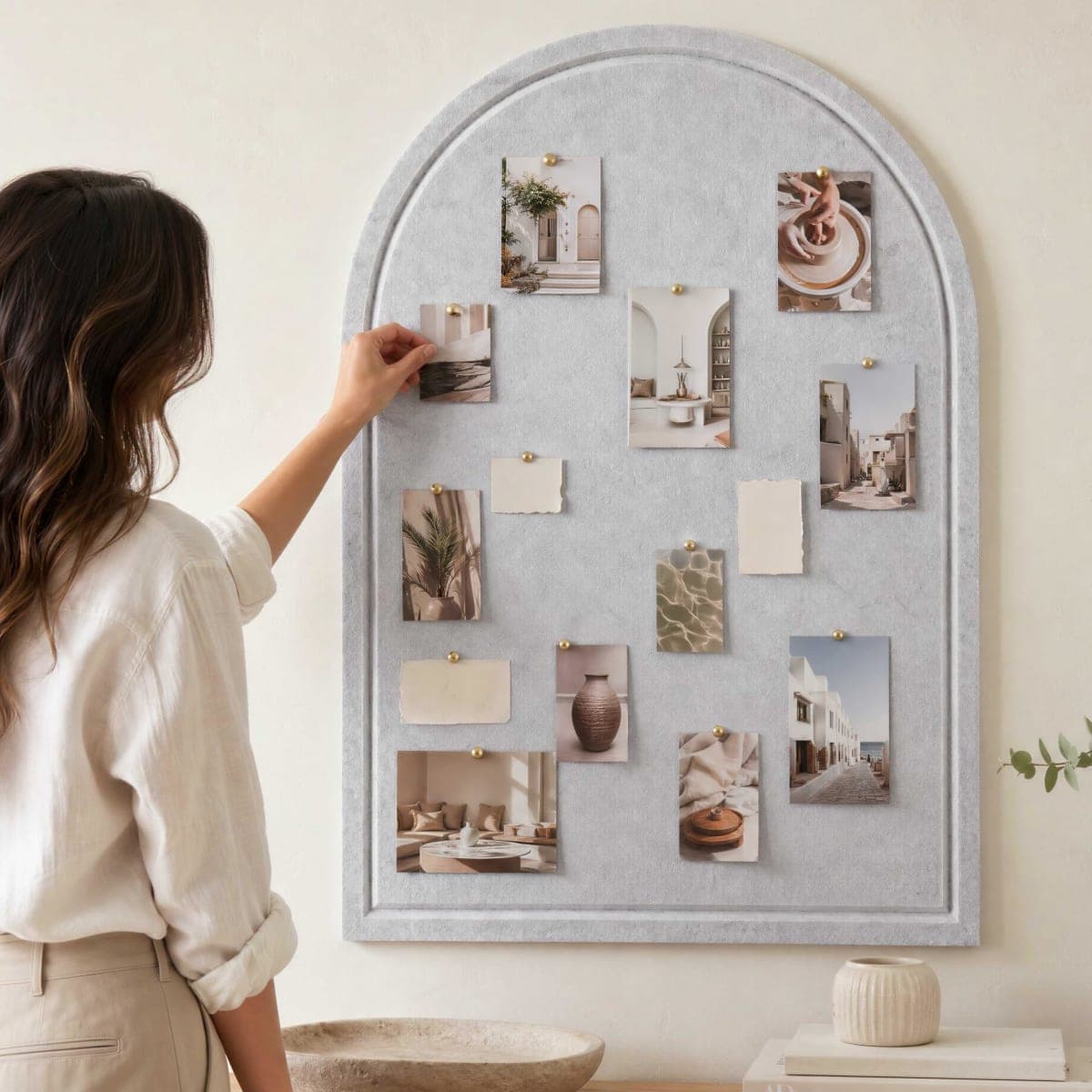 Large Arched Felt Bulletin Board - Stylish Perfectly Sized 21.5" x 17" Cork Board Alternative for Office & Wall Decor – Bulletin Board Set with Pins is Perfect to Display Your Photos