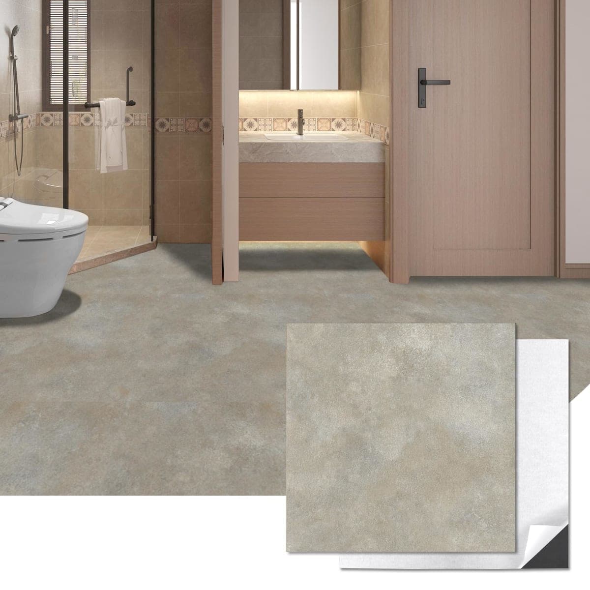 Art3d 30-Pack Peel and Stick Vinyl Floor Tiles, 12 x 12 in, Slate