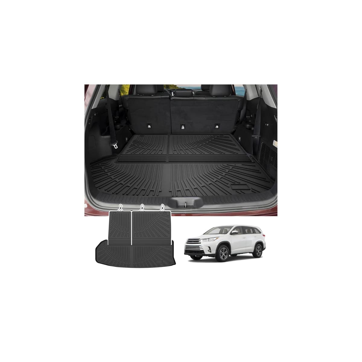 Cartist Cargo Liner for Toyota Highlander 2014-2019, All Weather Cargo Mats for Highlander Accessories, Heavy Duty TPE Trunk Mat, Car Accessories