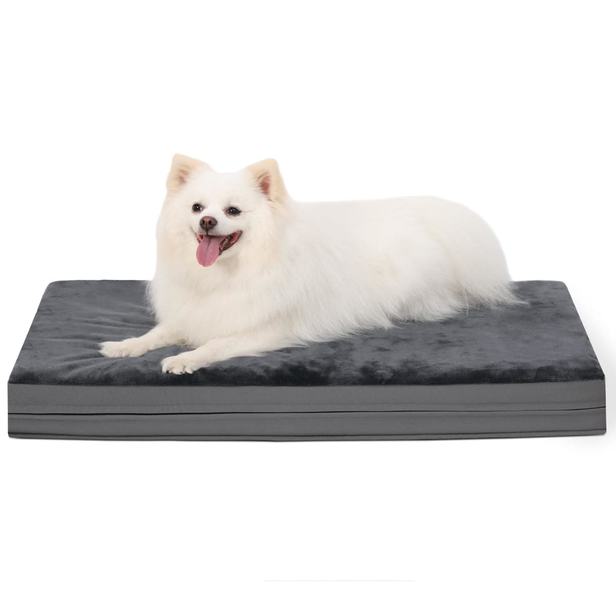 Waterproof Small Dog Bed Crate Pad 24 inch, Washable Puppy Bed Orthopedic with Removable Cover Reversible, Foam Dogs Bed, Cat Bed Kennel Pad 23" x17, Durable Anti-Slip Bottom, Gray