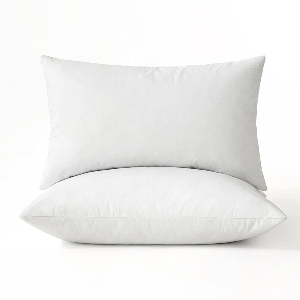 MIULEE 26x26 Inch Euro Pillow Inserts Set of 2 Down Feather Throw Pillows