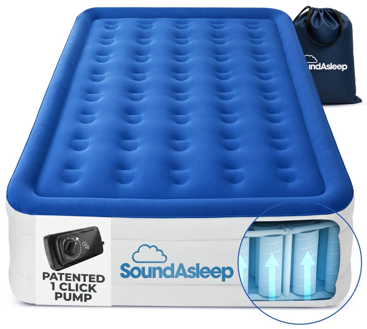 SoundAsleep Products Dream Series Air Mattress with ComfortCoil Technology and Internal Built in High Capacity Pump - Foldable, Inflatable, Durable - Queen Size