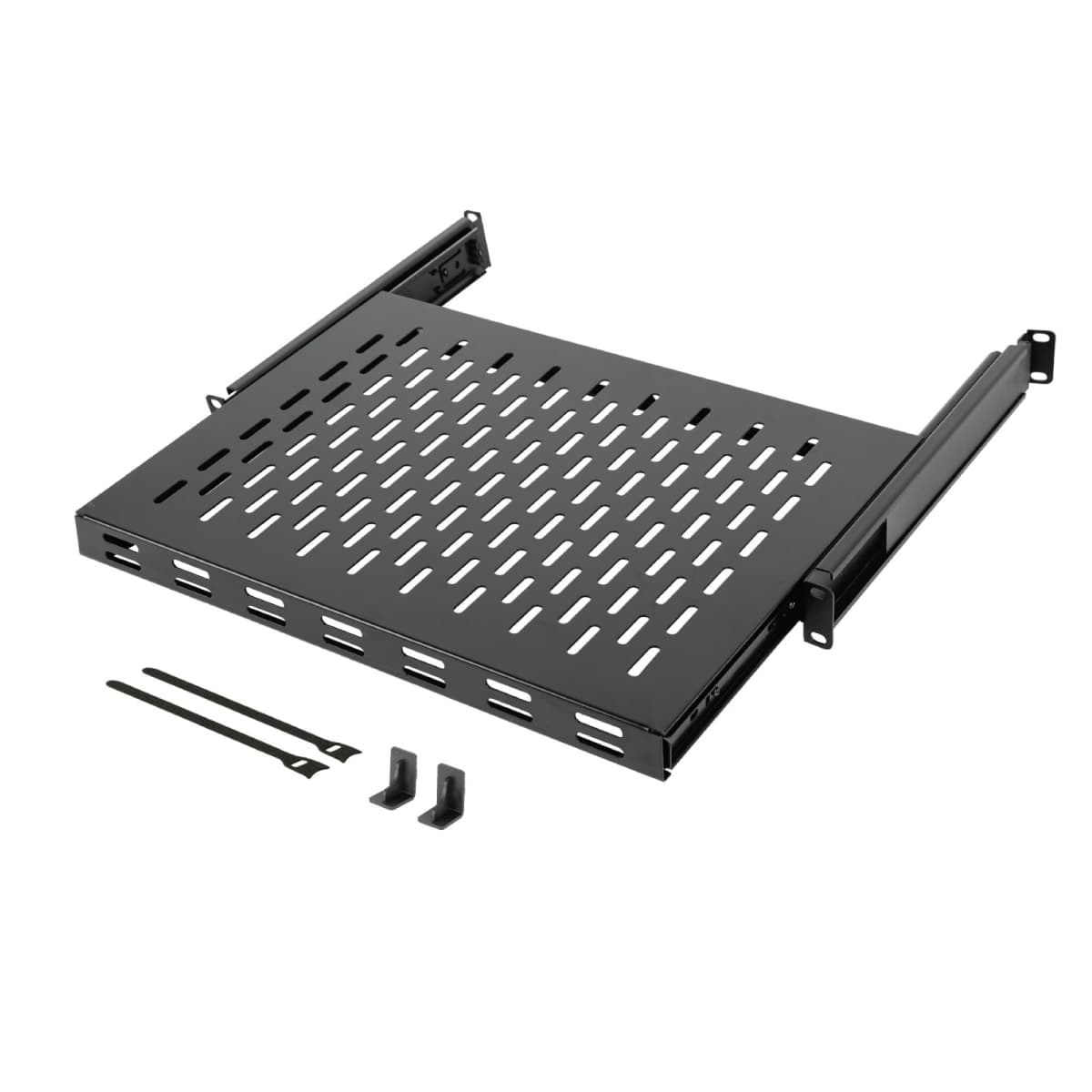 Tecmojo 1U Sliding Rack Shelf,4-Post Vented Rack Mount Shelf,13.8in Deep with Adjustable Mounting Depth 13.8-19.7in,Supports to 110lbs,for 19 Inch AV/Network Equipment Rack,Unassembled,Black
