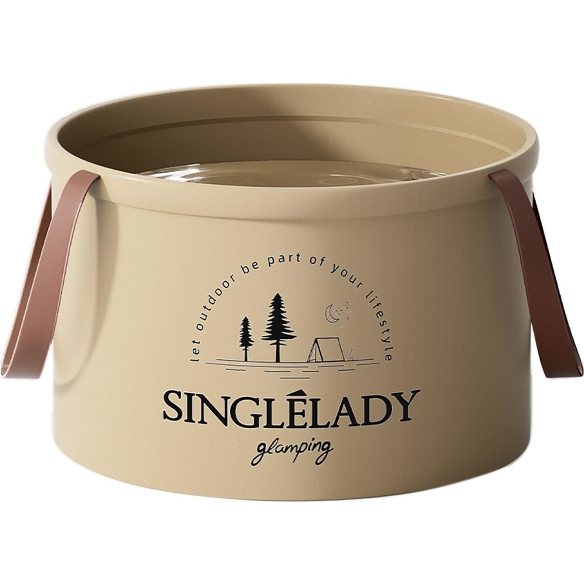 Outdoor Foldable Water Bag Bucket, 18 Inch x 16.7 Inch Khaki Color 12 L(420 oz) Thick PE Folding Camping Water Bag for Outdoors (Khaki)