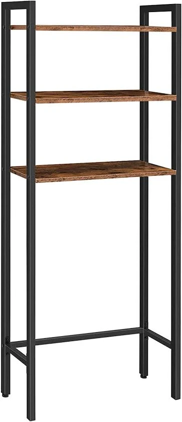 HOOBRO Over The Toilet Storage, 3-Tier Industrial Bathroom Organizer, Bathroom Space Saver with Multi-Functional Shelves, Toilet Storage Rack, Easy to Assembly, Rustic Brown