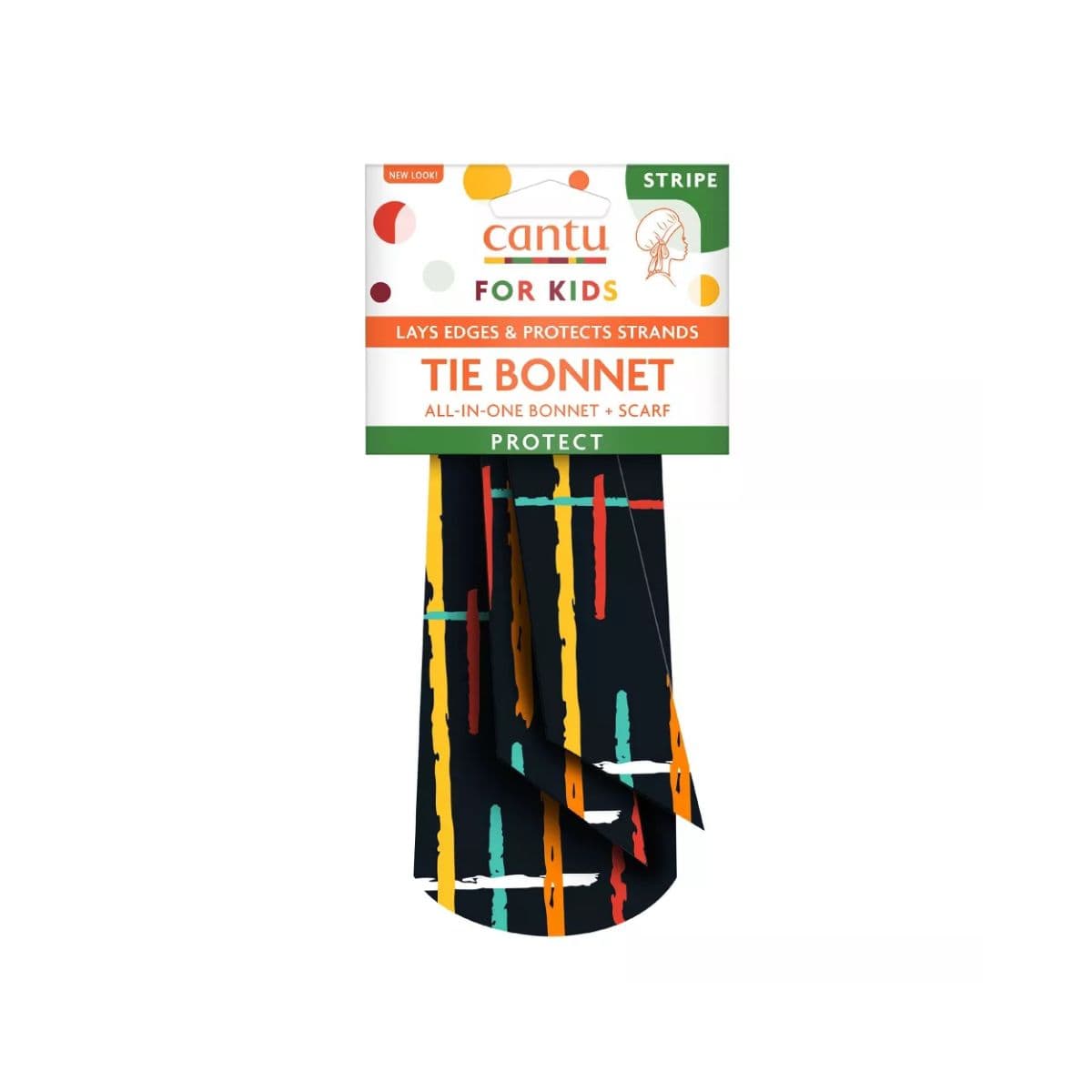 Cantu Kids' Tie Hair Bonnet: Satin Material, For Textured & Curly Hair, Secures Hair