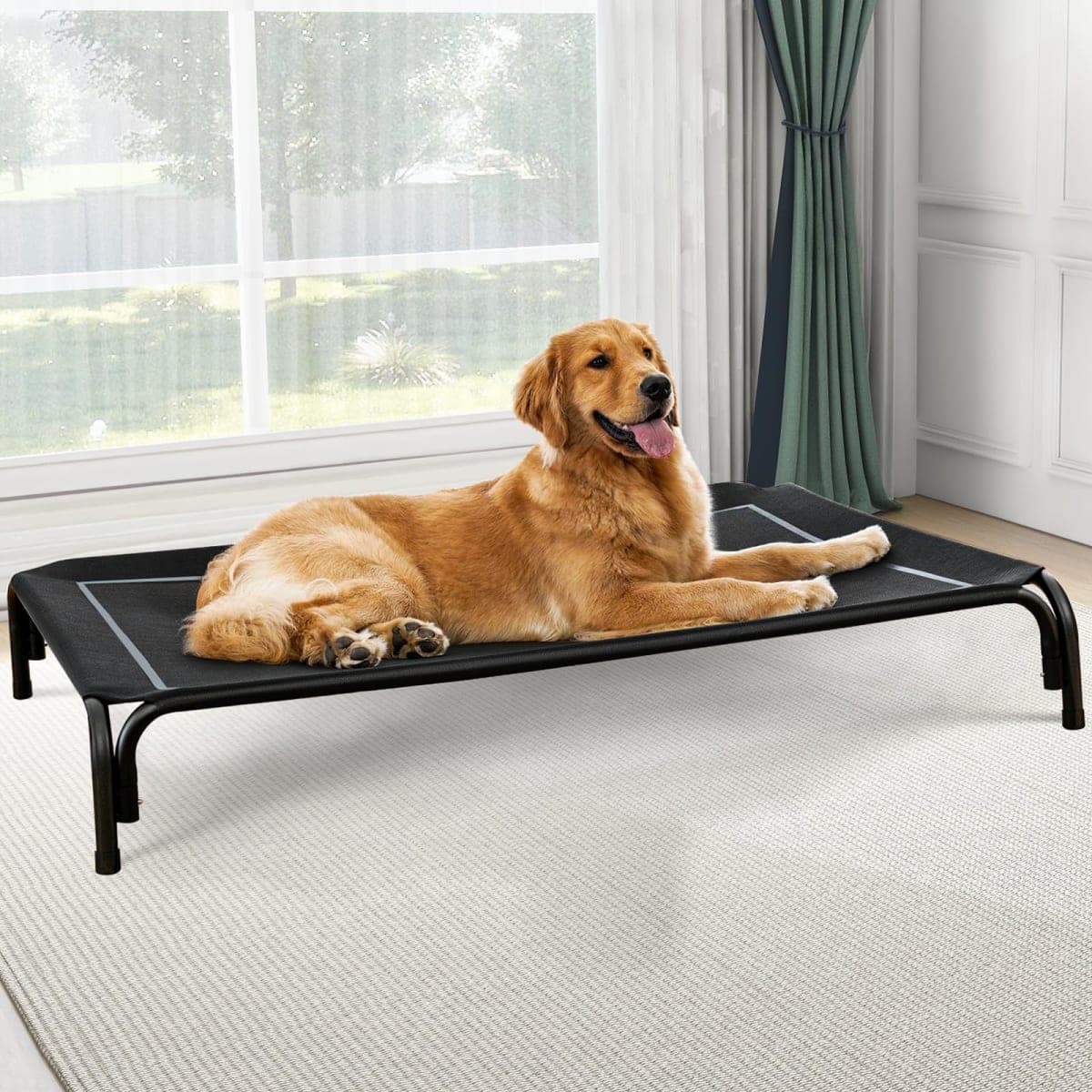 Czpalo Elevated Dog Bed, Raised Outdoor Dog Bed for Extra Large Sized Dog, Portable Cooling Pet Cot with Breathable & Washable Mesh, Indoor & Outdoor Pet Hammock with Skid-Resistant Feet.