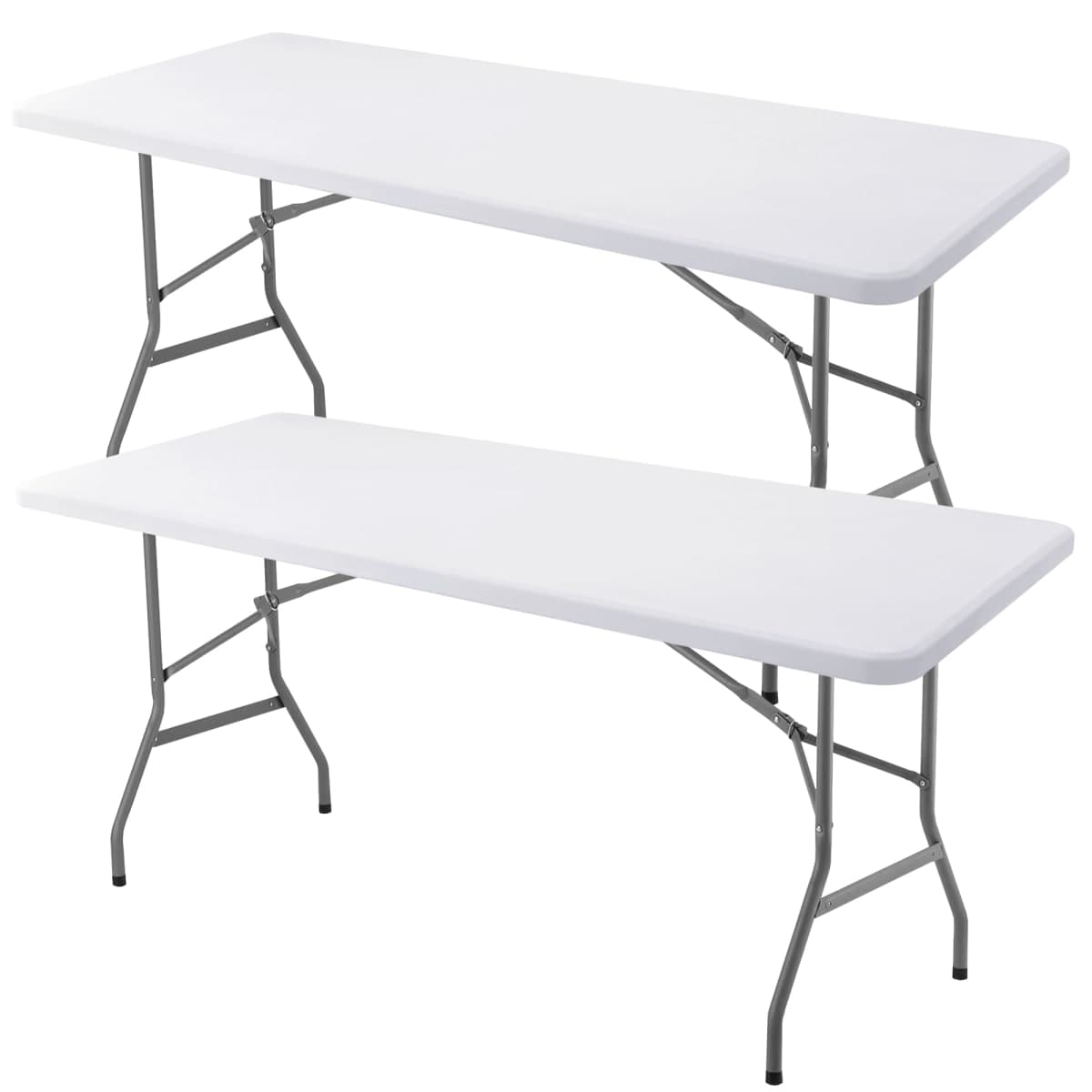 Enjoyidea Fitted Table Cloth Rectangle Table 42x72 Inch-2 Pack White Elastic Spandex Table Cover-Small Stretch Folding Table Cloths Topper Cap for Kitchen Dining Picnic Patio Outdoor Party Tables