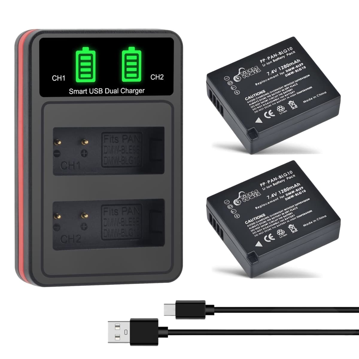 DMW-BLG10PP, Pickle Power DMW-BLG10 DMWBLG10PP DMW-BLE9 Battery and Charger for Panasonic Lumix DMC-GX7 DC-GX9 DMC-GX85 DMC-GF5 DMC-GF6 DMC-GF3 DC-ZS80 DMC-ZS60 DMC-LX100 DC-ZS200 DC-ZS70 DMC-GX80