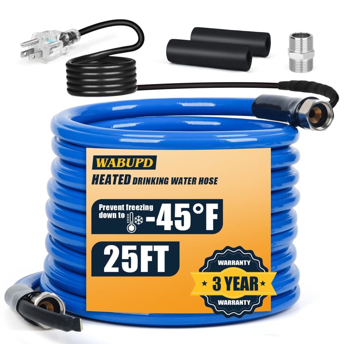 Heated Water Hose for RV,Heated Drinking Water Hose with Thermostat,Lead and BPA Free,1/2" Inner Diameter,Temperatures Down to -40°F Self-Regulating,Blue Appearance (75FT)
