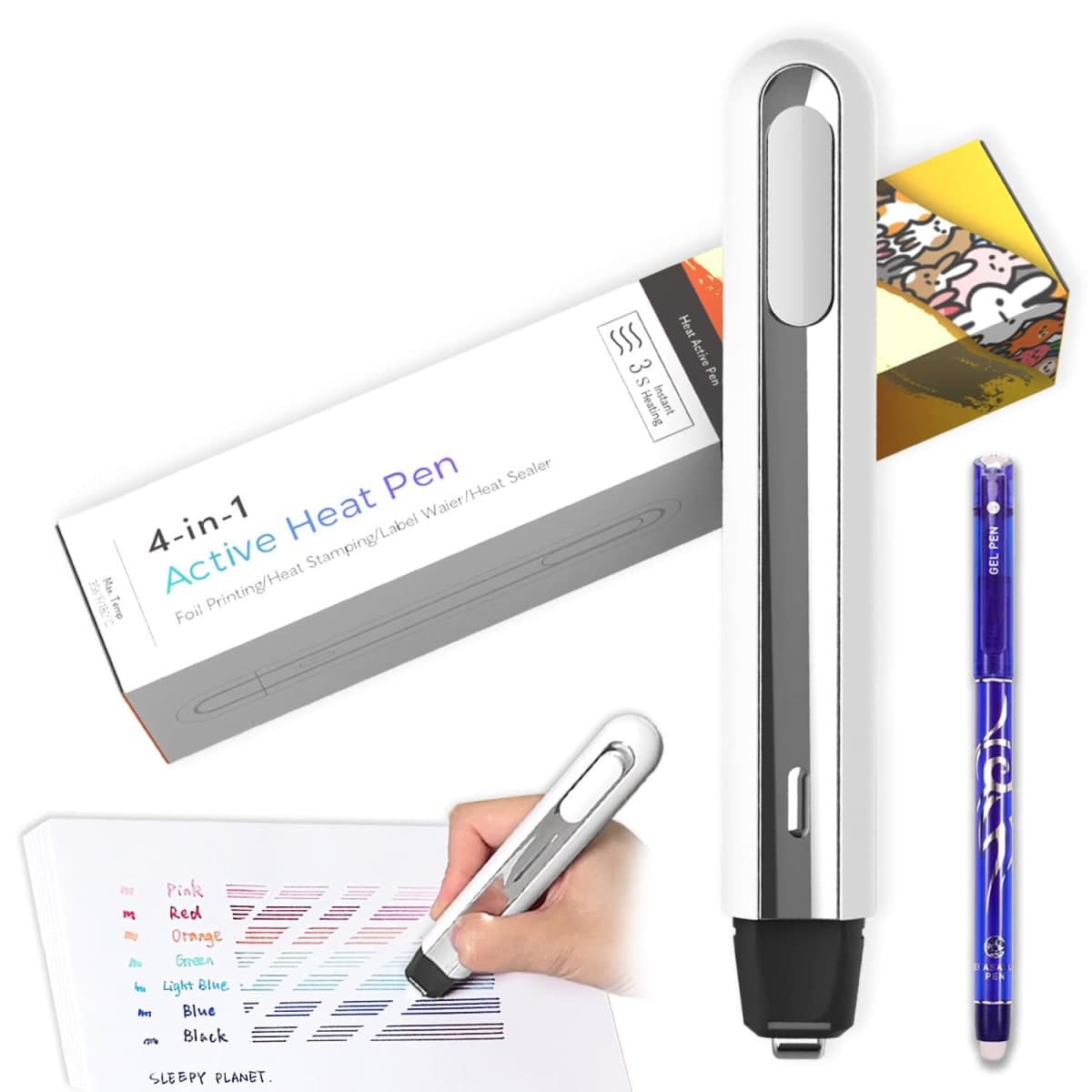 Mini Heat Pen, Erasable Gel Ink Eraser, Thermal Print Eraser & Foil Quill