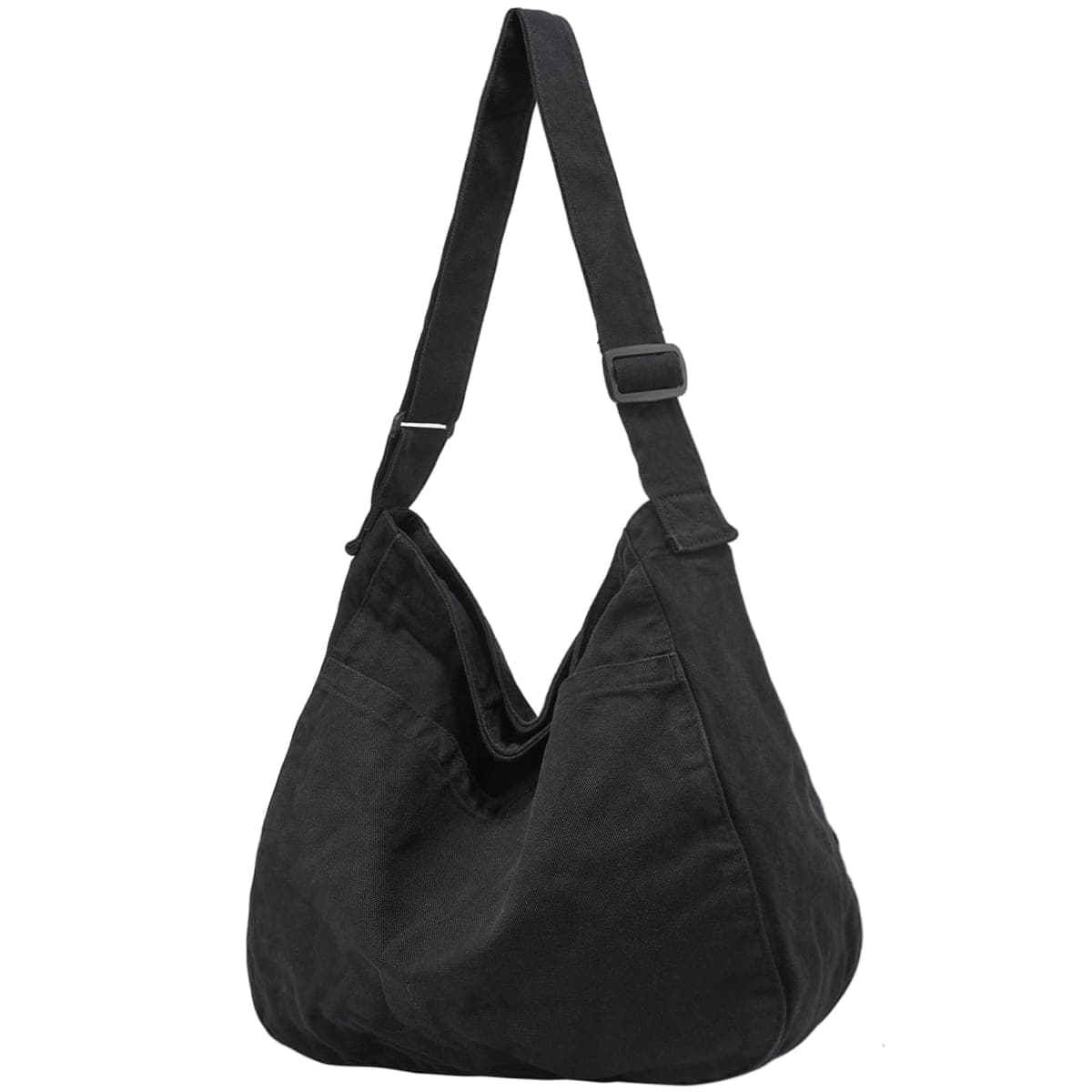 DAINAOTM Canvas Tote Bag Casual Hobo Crossbody Shoulder Bag for Women and Men Large Purse Messenger Bag Travel Work, 0-black, Large