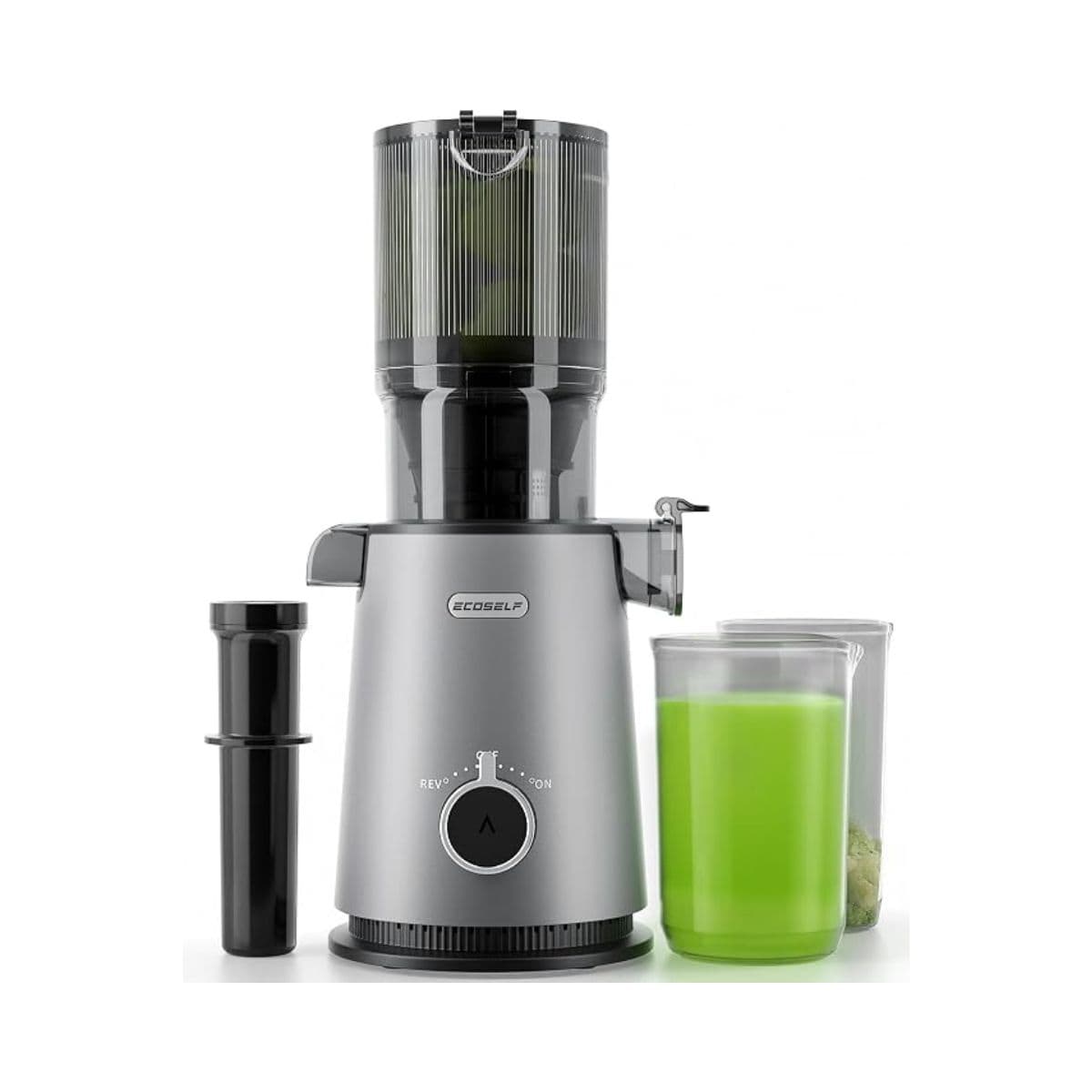 ECOSELF Juicer Machines with 3 Filters (For Juice/Sorbet/Nut Milk), Masticating Juicer With Wide Mouth Hopper for Vegetables & Fruits, Self Feeding & Hands-Free Juicer With Pusher, Premium Black