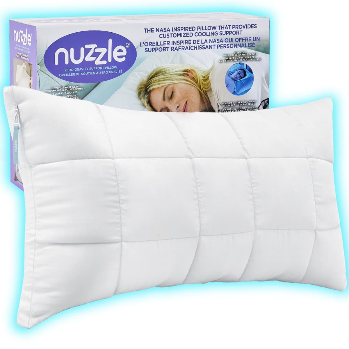 Nuzzle Cooling Adjustable Pillow for Side Sleepers, Queen Size Bed Pillow 1 Pack – Hotel Luxury Neck Support, Height Adjust Soft Sleeping Pillow for Back, Stomach or Side Sleepers-Home Gift