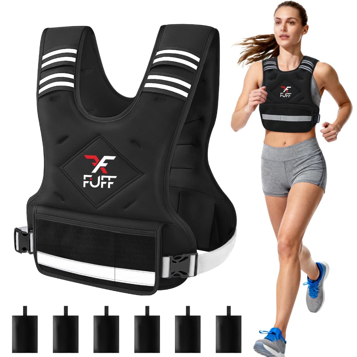 FUFF Weighted Vest Woman, 11-20 Lb Adjustable Weight Vest for Women Men, Female Strength Training Body Vest for Walking Running Workout