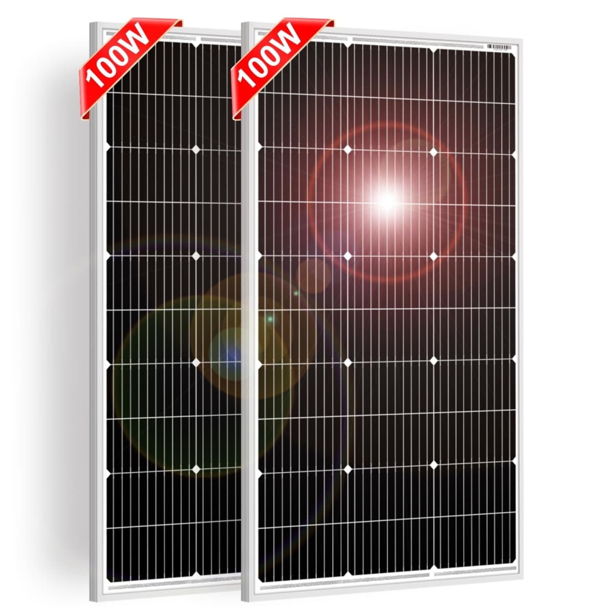 DOKIO 200w(2pcs 100w) 18v Solar Panel Monocrystalline to Charge 12v Battery(Vented AGM Gel) or Off-Grid/RV,Boat