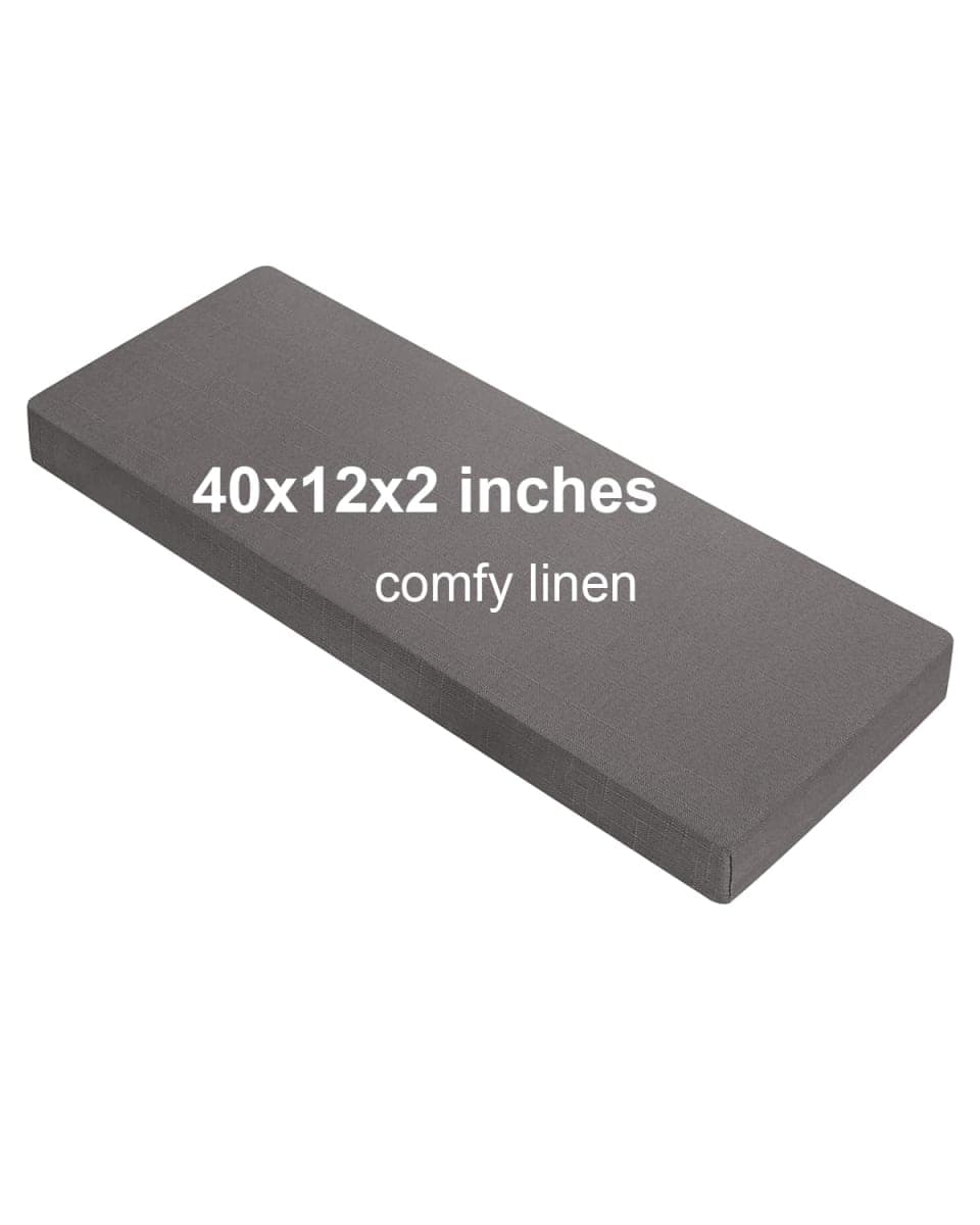 Bench Cushion 40*12*2", Comfortable Breathable Linen Bench Cushions for Indoor Furniture, 75D High-Density Bench Seat Cushion, Washable Cushions For Floor Rocking Chair Window Piano - Dark Grey