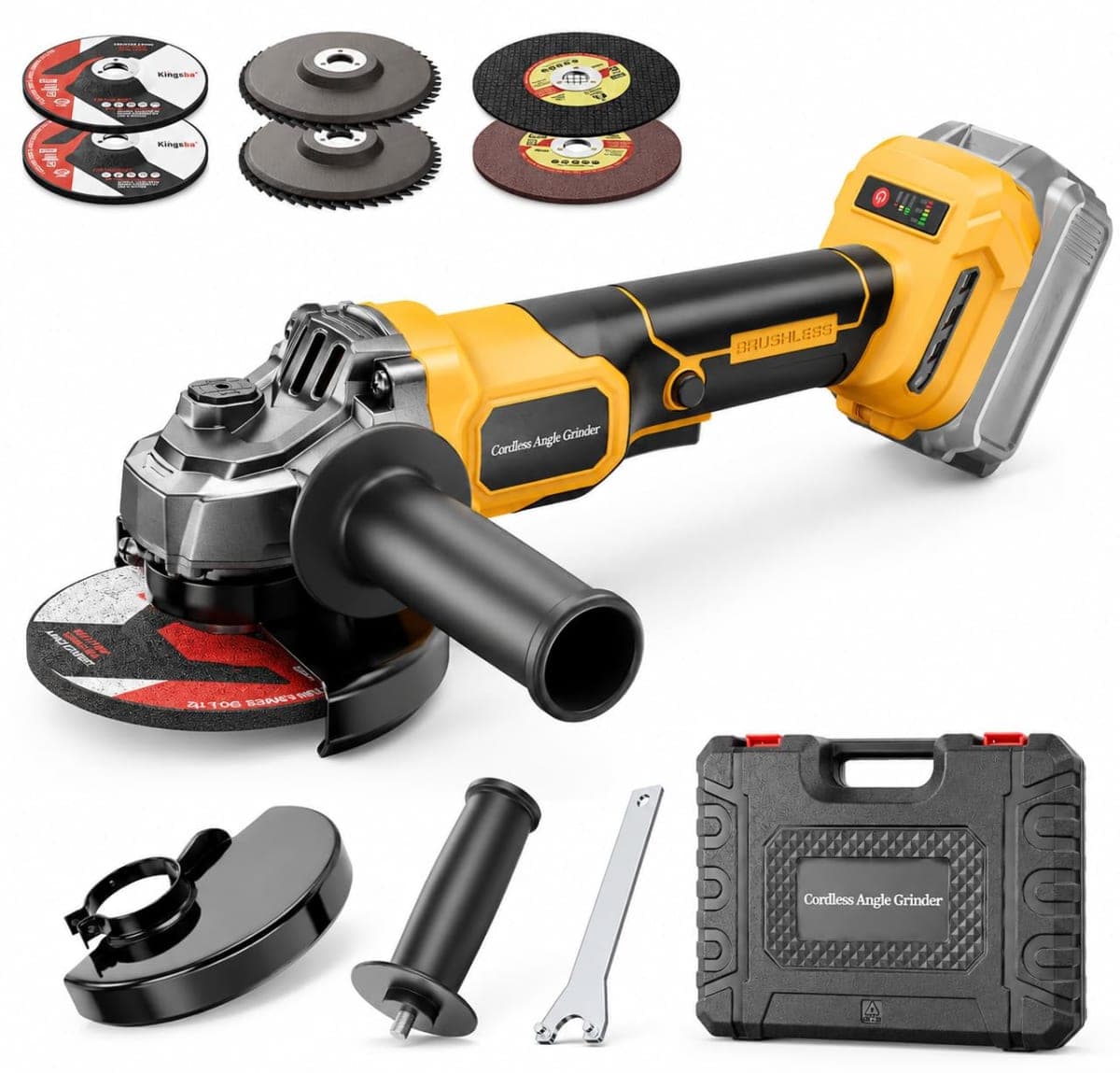 Cordless Angle Grinder Compatible with Dewalt 20V MAX Battery(NO Battery), 3 Variable Speed Brushless Motor Up to 8500 RPM, 4 1/2 Angle Grinder Tool for Metal Grinding, Polishing, Cutting, M14 Spindle