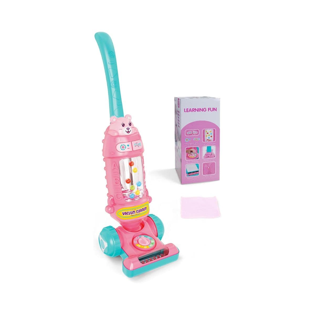 FS Kids Vacuum Toy that Works with Lights & Sounds, Pretend Play Toy Vacuum for Toddlers 2-3, Toddler Vacuum Toys for Ages 18M+ Girls, Push Toy with Ball-Popping Action, Pink