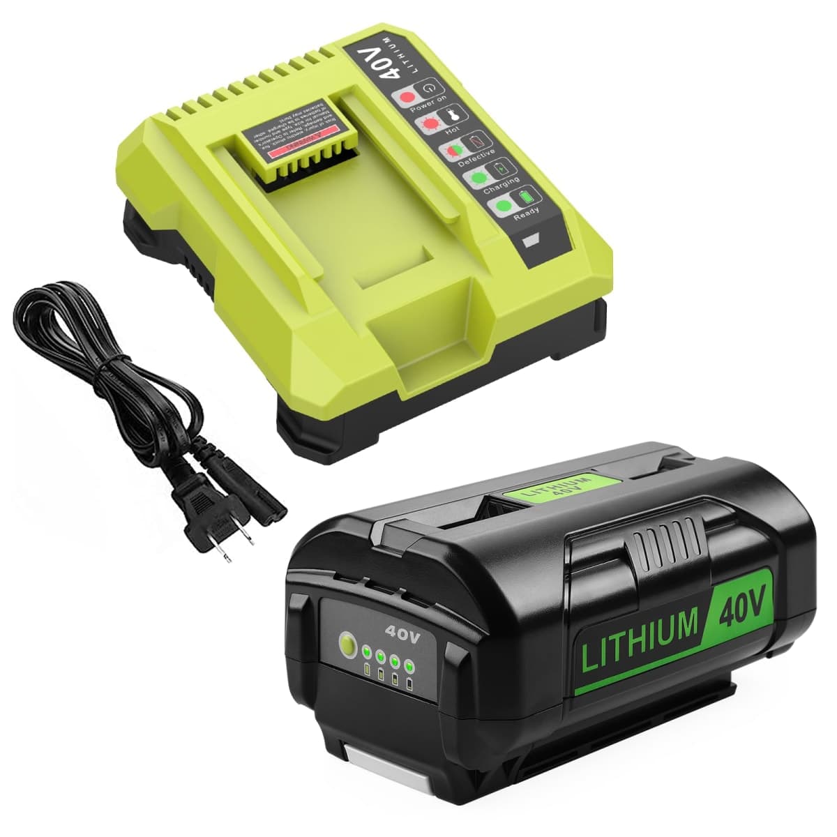 40Volt 6500mAh Replace for Ryobi 40V Battery and Charger Kit for Ryob 40V Lithium Battery OP4026 OP40601 OP4050A OP4040 OP4030 OP4050 + OP401 Ryobi 40V Battery Charger